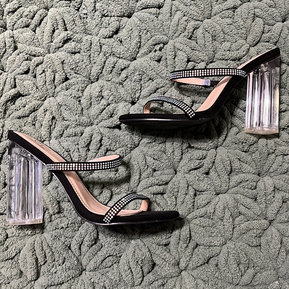 Rhinestoned strap heels